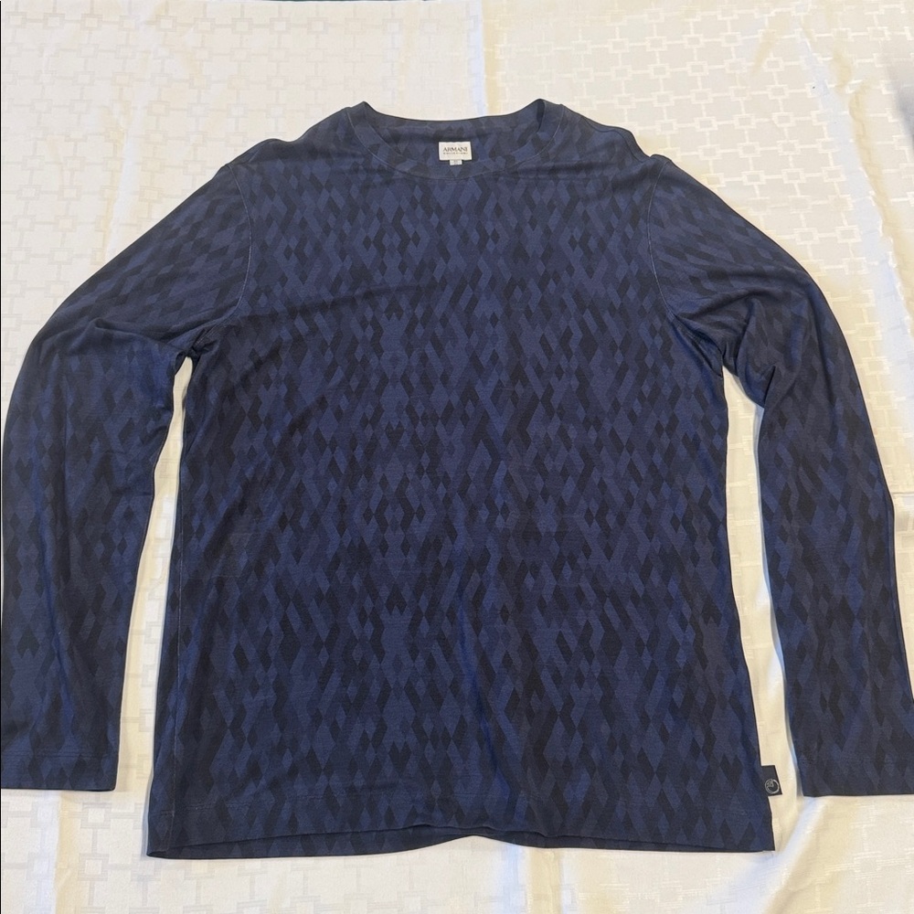 Armani Navy Geometric Long Sleeve